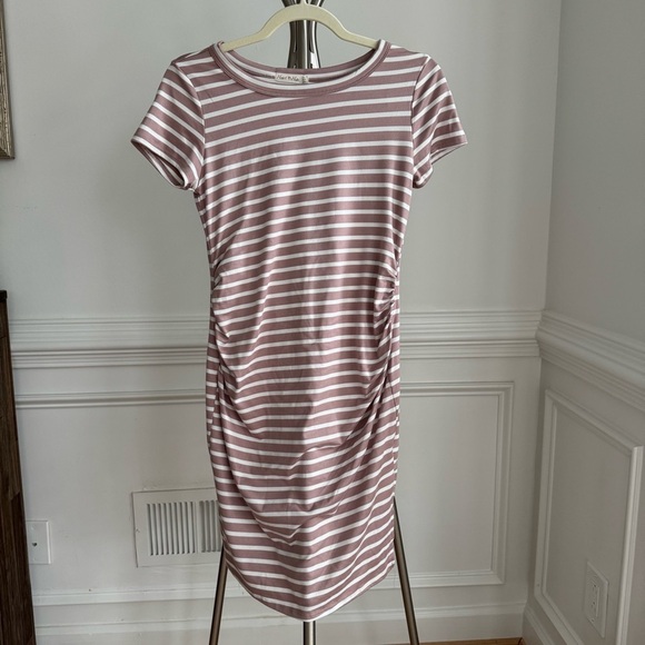 Heart & Hips Striped Pink and White Maternity Dress size Small - Picture 1 of 4